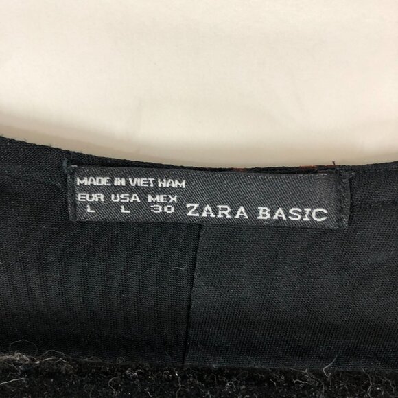 Zara Shift Dress 3/4 Sleeve Scoop Neck Fall Leaf Print Black Orange L - Picture 3 of 3